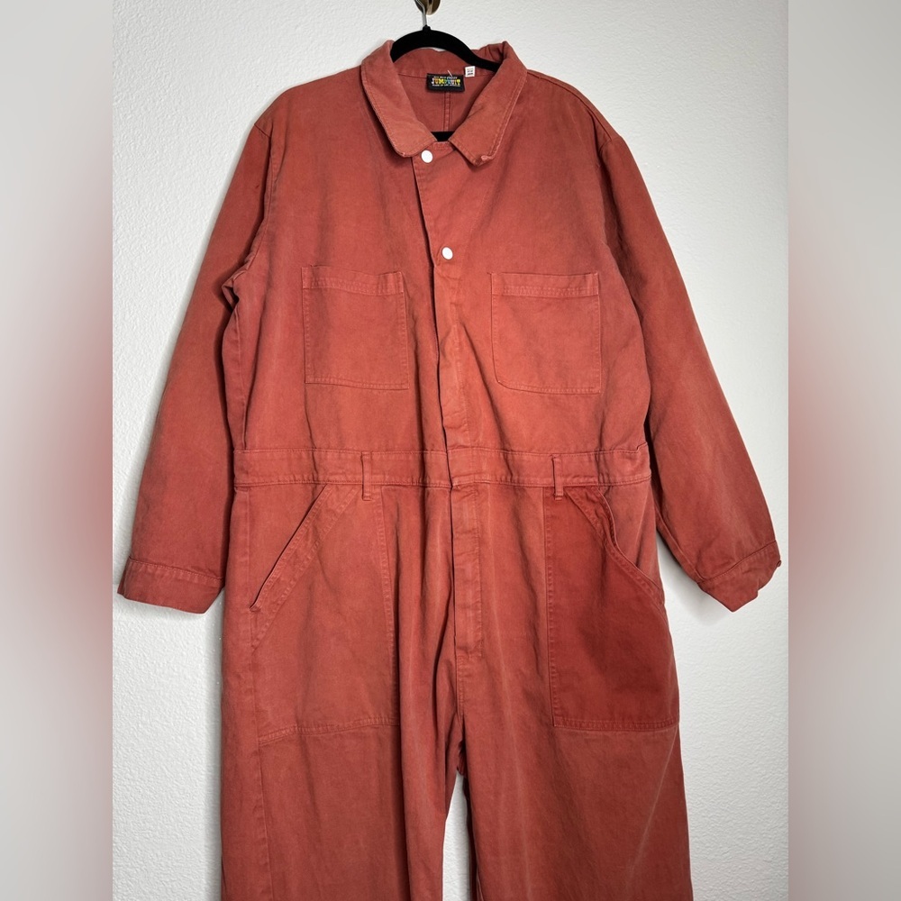 Big Bud Press Everyday Jumpsuit in a long-sleeve clay red cotton twill 3X - Picture 6 of 13